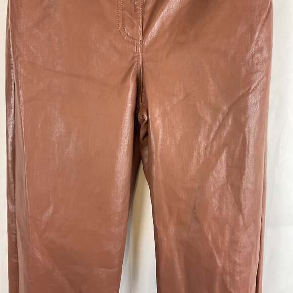 Wilfred Vegan Leather Pants 8 Brown Straight Leg Pockets - Picture 3 of 12